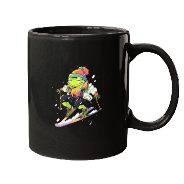 Discover Frog Skiing Skier Ski Winter Snow Mugs