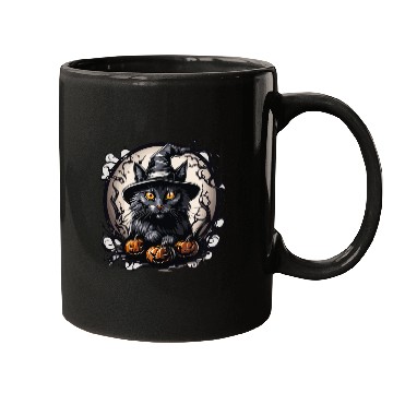 Discover Witch Black Cat Gaze Mugs
