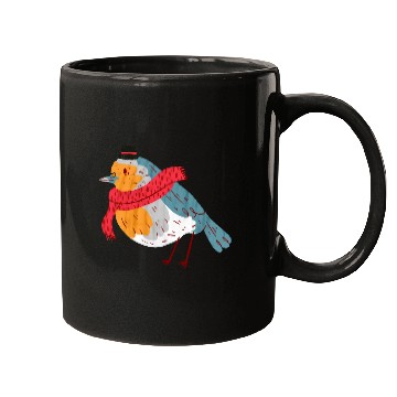 Discover Robin With a Scarf Mugs