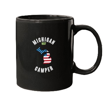 Discover American camper Michigan Mugs