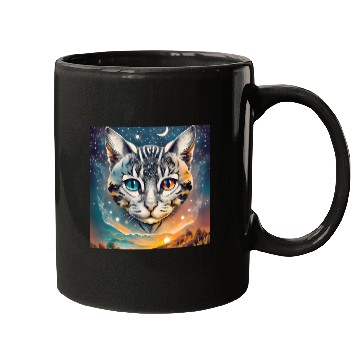 Discover Cat With Two Different Color Eyes Fantasy Art Mugs