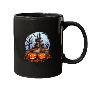 Discover Spooky Haunted House Halloween Pumpkin Bat Mugs
