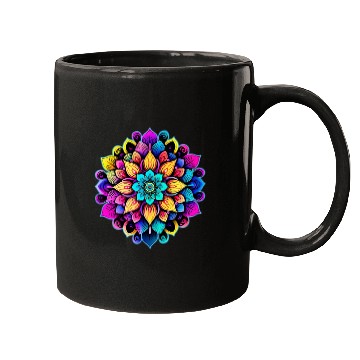 Discover Mandala: A Complex, Multicolored Floral Pattern Mugs