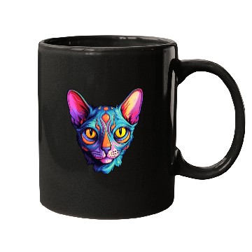 Discover Sphynx Cat kitty Psychedelic Vibrant Colors Mugs