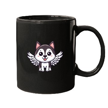 Discover Angel Husky, Winged Comic, Heavenly Dog Mugs