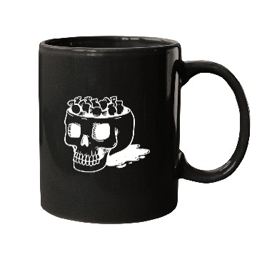 Discover human skull cut out head with candy Halloween Mugs
