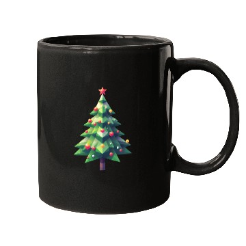 Discover Polygonal Christmas Magic: The Faceted Pine Tree Mugs