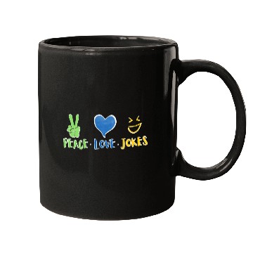 Discover peace love jokes Mugs