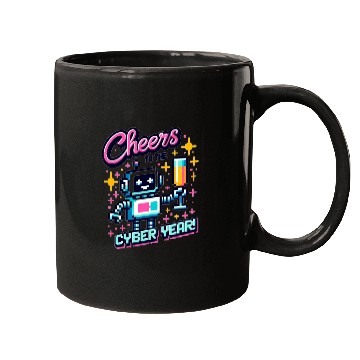 Discover Retro Robot New Year's Toast - Cyber Champagne Fun Mugs