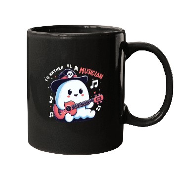 Discover cute ghost playing guitar, Id rather be musician Mugs