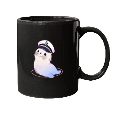 Discover Seal Sailor Cap Boat Captain Cap Boating Seal Mugs