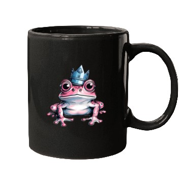 Discover Cute pink frog with crown Mugs