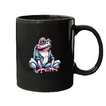 Discover Cute pink frog with denim Mugs