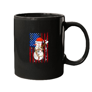 Discover Christmas Snowman Playing Baseball Us Flag Xmas Mugs