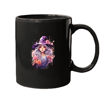 Discover A cute multicolored witch print, fantasy girl. Mugs