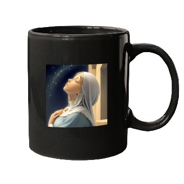 Discover Virgin Mother Mary Praying on a Starry Night Mugs