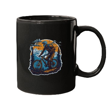 Discover Mountain Cycling poster Mugs