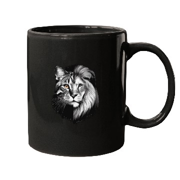 Discover cat half lion design art Mugs