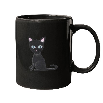 Discover Mortis the Mysterious Black Cat Mugs