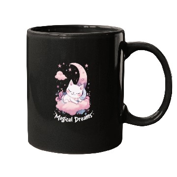 Discover Magical Dreams Sleeping Cat Unicorns Pastel Moon S Mugs