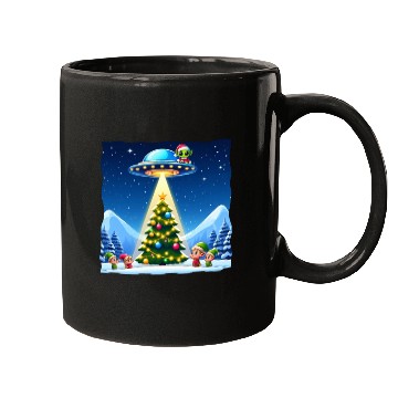 Discover Christmas Alien UFO Elf Abduction Mugs