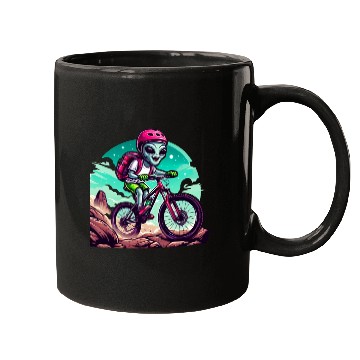 Discover MTB alien race on mountain bike Mugs