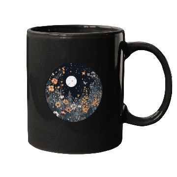Discover Midnight Sky Aesthetic Meadow Flower Garden Graphi Mugs