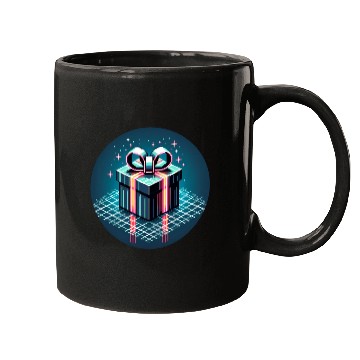 Discover Cyberpunk Pixel Art Gift Box - Neon Ribbons Mugs