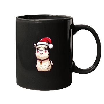 Discover CUte Llama Wearing Santa Hat Mugs