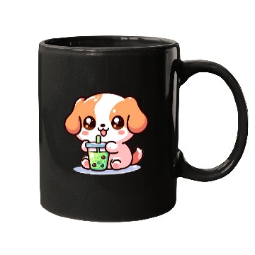 Discover Playful dog with bubble tea Mugs