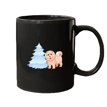 Discover Christmas tree and brown cute dog Mugs