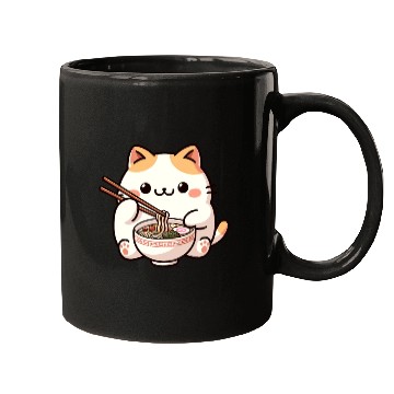 Discover Neko Cat Eating Ramen Noodles Anime Mugs