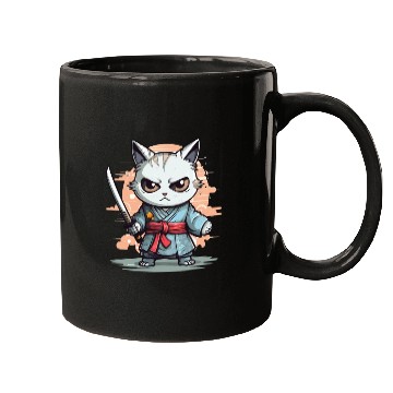 Discover Cute Samurai Cat Kawaii Japanese Ronin Aesthetic A Mugs