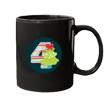 Discover 4th Christmas Tree Present - Number Four Mugs