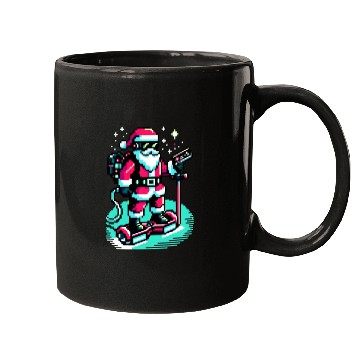 Discover Witty 8-Bit Cyberpunk Santa Mugs