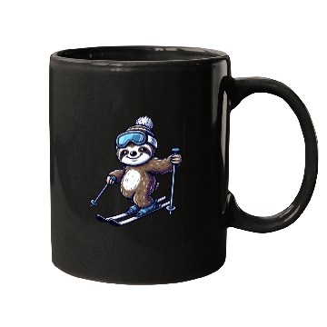 Discover Relaxed Sloth Skier – Winter Fun on the Slopes Mugs