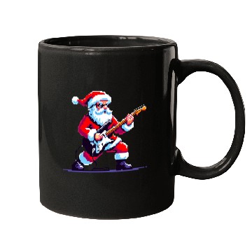 Discover Rocking Santa 8-Bit Pixel Art Mugs