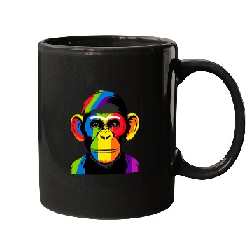 Discover Expressive Chimpanzee in Colorful Graphic Artwork Mugs