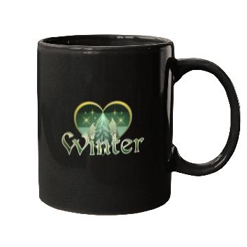 Discover Winter Heart Evergreen Retro Sunset Mugs