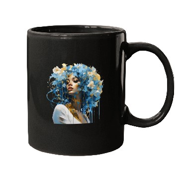 Discover Blue haired floral lady Mugs