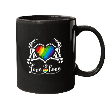 Discover Rainbow Skeleton Heart Love Is Love Lgbt Gay Mugs