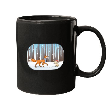Discover fox and rabbit in a winter forest Mugs