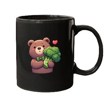 Discover Bear in love hugs huge broccoli Mugs