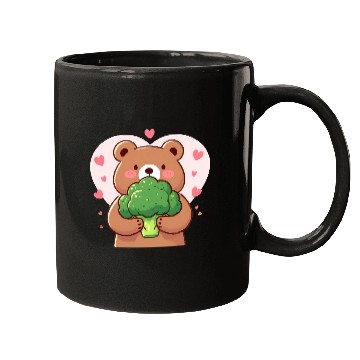 Discover Bear in love hugs huge broccoli Mugs