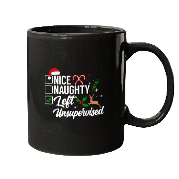 Discover Christmas Nice Naughty Left Unsupervised Reindeer Mugs