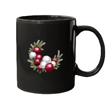 Discover Cranberry and White Christmas Greenery Decor Mugs