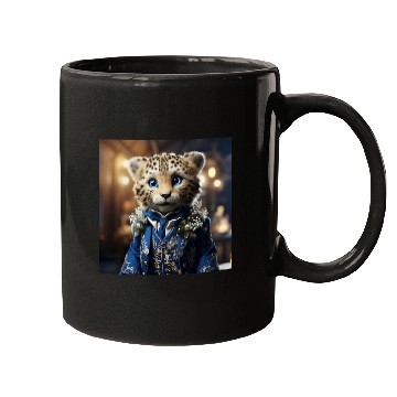 Discover Cute Cheetah Cub Blue Eyes Tuxedo Cat Mugs