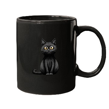 Discover A midnight-colored cat with captivating amber eyes Mugs