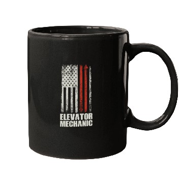 Discover Elevator Mechanic Maintenance USA Flag Technician Mugs