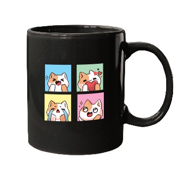 Discover four cute cat reaction Mugs